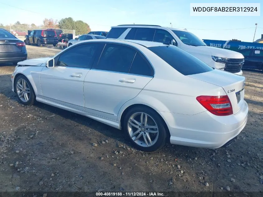 2014 Mercedes-Benz C 300 C 300 Luxury/Sport 4Matic VIN: WDDGF8AB2ER312924 Lot: 40819188