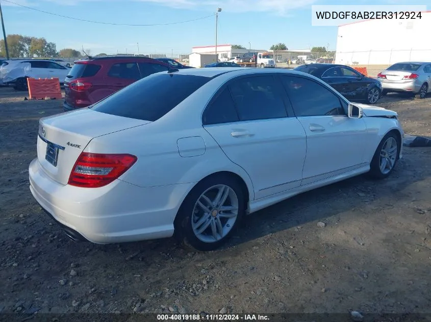 2014 Mercedes-Benz C 300 C 300 Luxury/Sport 4Matic VIN: WDDGF8AB2ER312924 Lot: 40819188