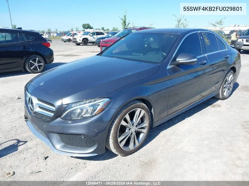 2015 Mercedes-Benz C 300 4Matic VIN: 55SWF4KB2FU029801 Lot: 12086471