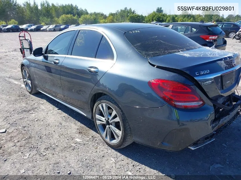 2015 Mercedes-Benz C 300 4Matic VIN: 55SWF4KB2FU029801 Lot: 12086471