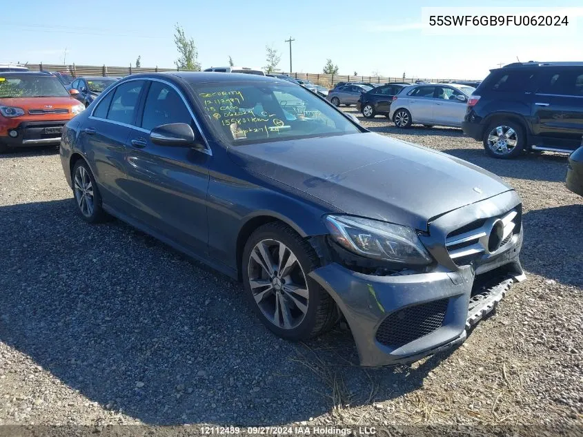 2015 Mercedes-Benz C-Class VIN: 55SWF6GB9FU062024 Lot: 12112489