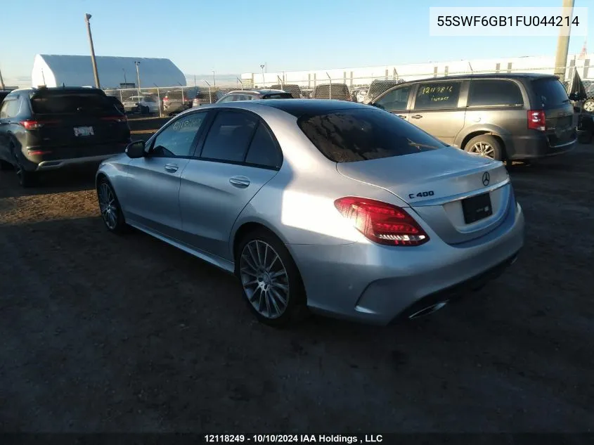 2015 Mercedes-Benz C 400 4Mati VIN: 55SWF6GB1FU044214 Lot: 12118249