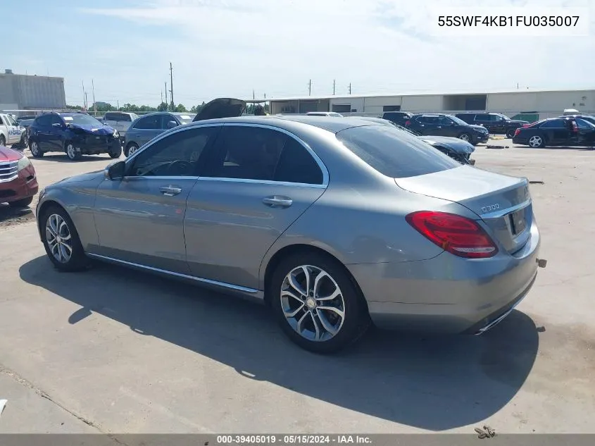 2015 Mercedes-Benz C 300 4Matic/Luxury 4Matic/Sport 4Matic VIN: 55SWF4KB1FU035007 Lot: 39405019