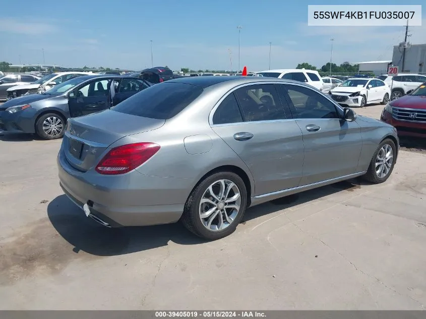 2015 Mercedes-Benz C 300 4Matic/Luxury 4Matic/Sport 4Matic VIN: 55SWF4KB1FU035007 Lot: 39405019