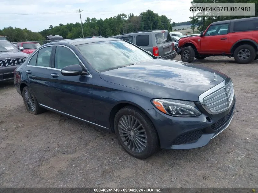 2015 Mercedes-Benz C 300 4Matic/Luxury 4Matic/Sport 4Matic VIN: 55SWF4KB7FU064981 Lot: 40241749