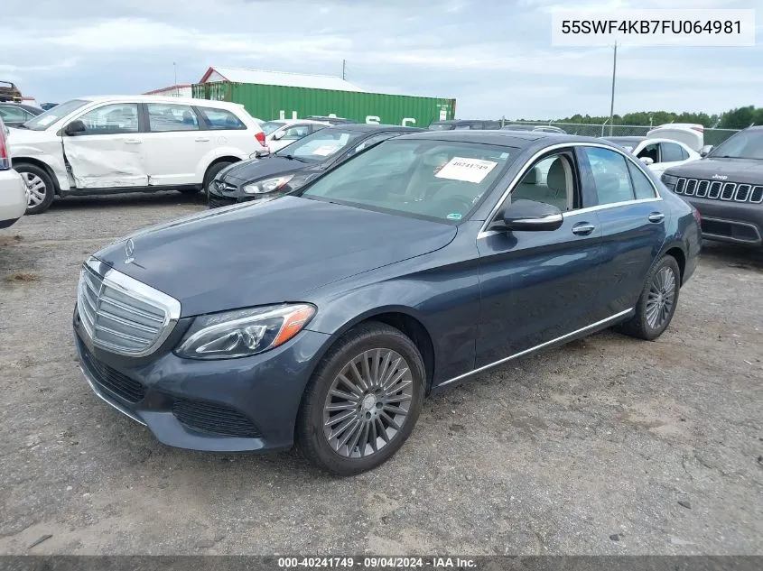 2015 Mercedes-Benz C 300 4Matic/Luxury 4Matic/Sport 4Matic VIN: 55SWF4KB7FU064981 Lot: 40241749