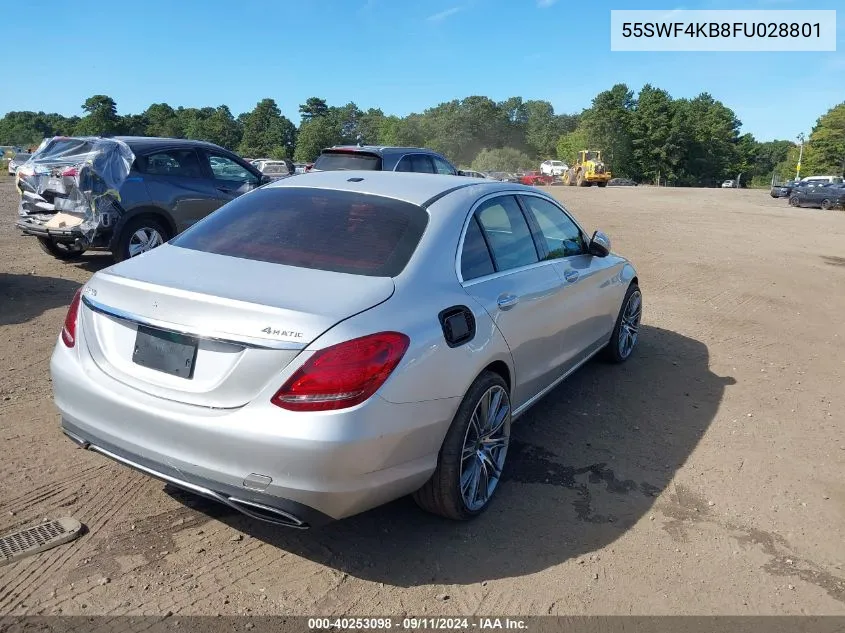 2015 Mercedes-Benz C 300 4Matic/Luxury 4Matic/Sport 4Matic VIN: 55SWF4KB8FU028801 Lot: 40253098