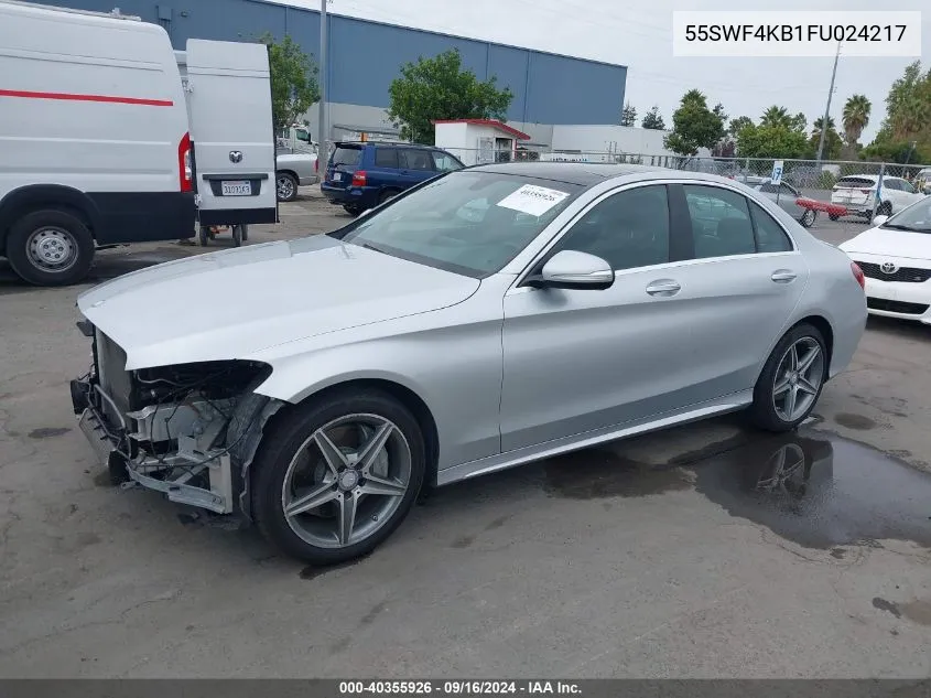 2015 Mercedes-Benz C 300 4Matic/Luxury 4Matic/Sport 4Matic VIN: 55SWF4KB1FU024217 Lot: 40355926