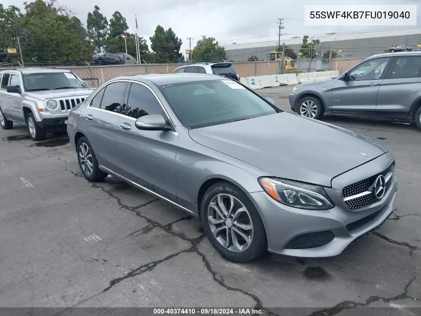 2015 Mercedes-Benz C 300 4Matic/Luxury 4Matic/Sport 4Matic VIN: 55SWF4KB7FU019040 Lot: 40374410