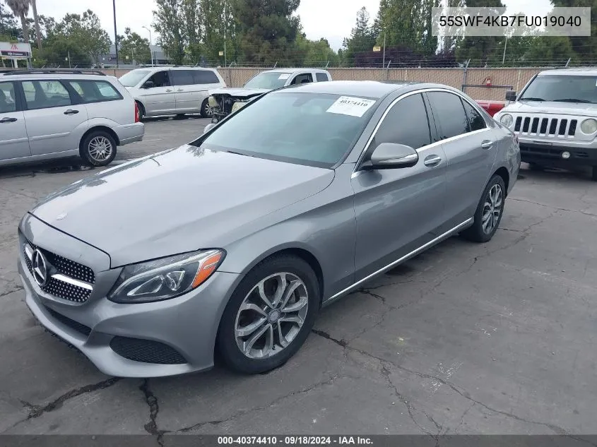 2015 Mercedes-Benz C 300 4Matic/Luxury 4Matic/Sport 4Matic VIN: 55SWF4KB7FU019040 Lot: 40374410