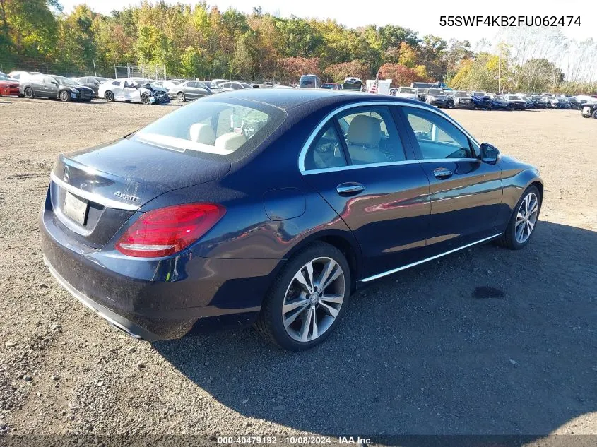 2015 Mercedes-Benz C 300 4Matic/Luxury 4Matic/Sport 4Matic VIN: 55SWF4KB2FU062474 Lot: 40479192