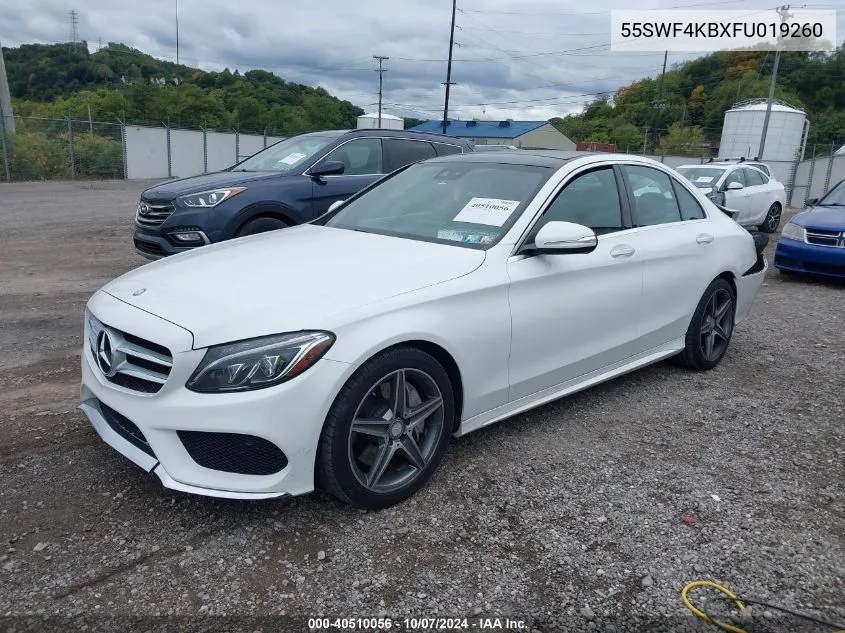 2015 Mercedes-Benz C 300 4Matic/Luxury 4Matic/Sport 4Matic VIN: 55SWF4KBXFU019260 Lot: 40510056