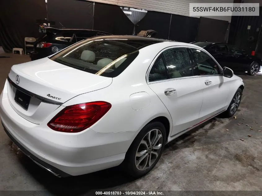 2015 Mercedes-Benz C 300 4Matic/Luxury 4Matic/Sport 4Matic VIN: 55SWF4KB6FU031180 Lot: 40518703