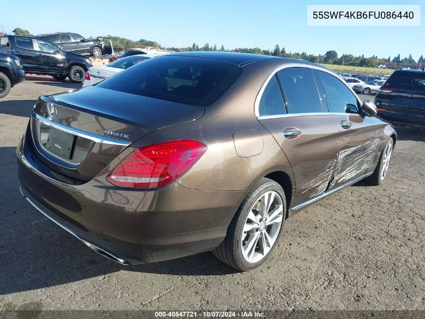 2015 Mercedes-Benz C 300 4Matic/Luxury 4Matic/Sport 4Matic VIN: 55SWF4KB6FU086440 Lot: 40547721