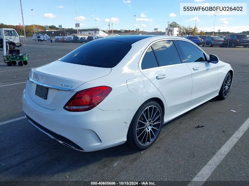 2015 Mercedes-Benz C 400 4Matic VIN: 55SWF6GB0FU026402 Lot: 40605686