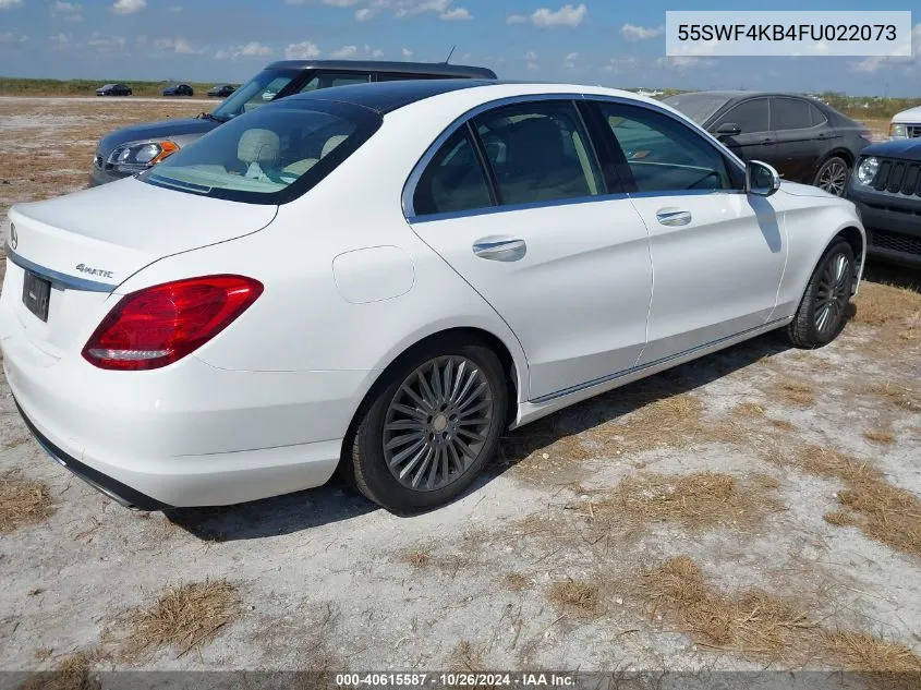 2015 Mercedes-Benz C 300 4Matic/Luxury 4Matic/Sport 4Matic VIN: 55SWF4KB4FU022073 Lot: 40615587