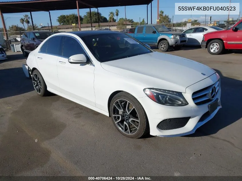 2015 Mercedes-Benz C 300 4Matic/Luxury 4Matic/Sport 4Matic VIN: 55SWF4KB0FU040523 Lot: 40706424