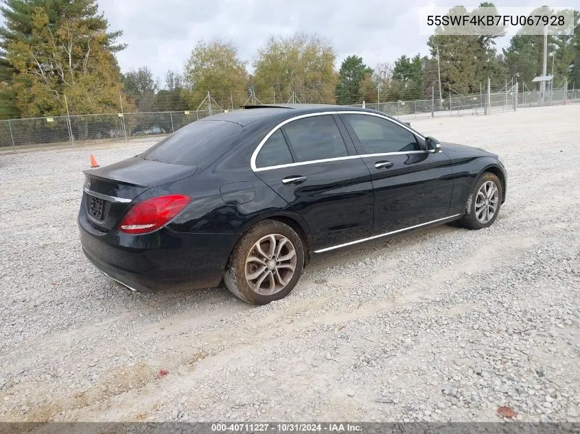 2015 Mercedes-Benz C 300 4Matic/Luxury 4Matic/Sport 4Matic VIN: 55SWF4KB7FU067928 Lot: 40711227