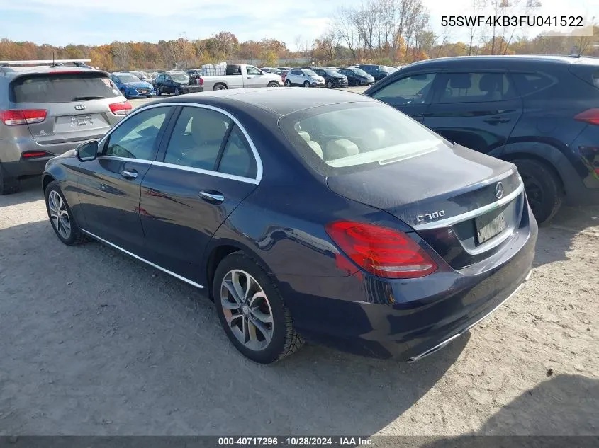 2015 Mercedes-Benz C 300 4Matic/Luxury 4Matic/Sport 4Matic VIN: 55SWF4KB3FU041522 Lot: 40717296