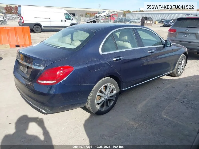 2015 Mercedes-Benz C 300 4Matic/Luxury 4Matic/Sport 4Matic VIN: 55SWF4KB3FU041522 Lot: 40717296