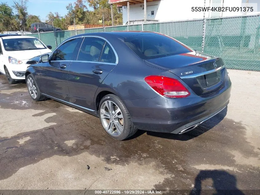 2015 Mercedes-Benz C 300 4Matic/Luxury 4Matic/Sport 4Matic VIN: 55SWF4KB2FU091375 Lot: 40722596