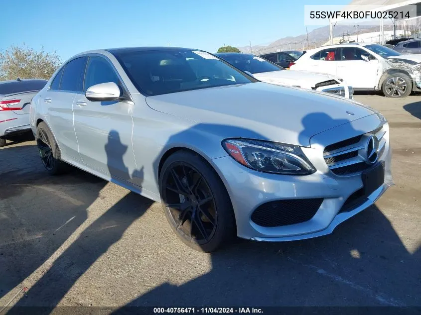 2015 Mercedes-Benz C 300 4Matic/Luxury 4Matic/Sport 4Matic VIN: 55SWF4KB0FU025214 Lot: 40756471