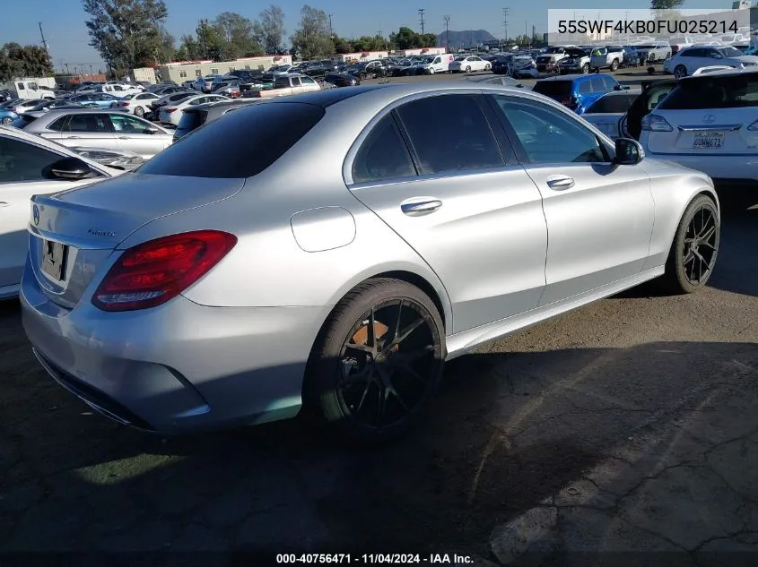 2015 Mercedes-Benz C 300 4Matic/Luxury 4Matic/Sport 4Matic VIN: 55SWF4KB0FU025214 Lot: 40756471