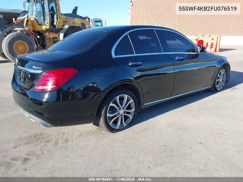 2015 Mercedes-Benz C 300 4Matic/Luxury 4Matic/Sport 4Matic VIN: 55SWF4KB2FU076519 Lot: 40764851