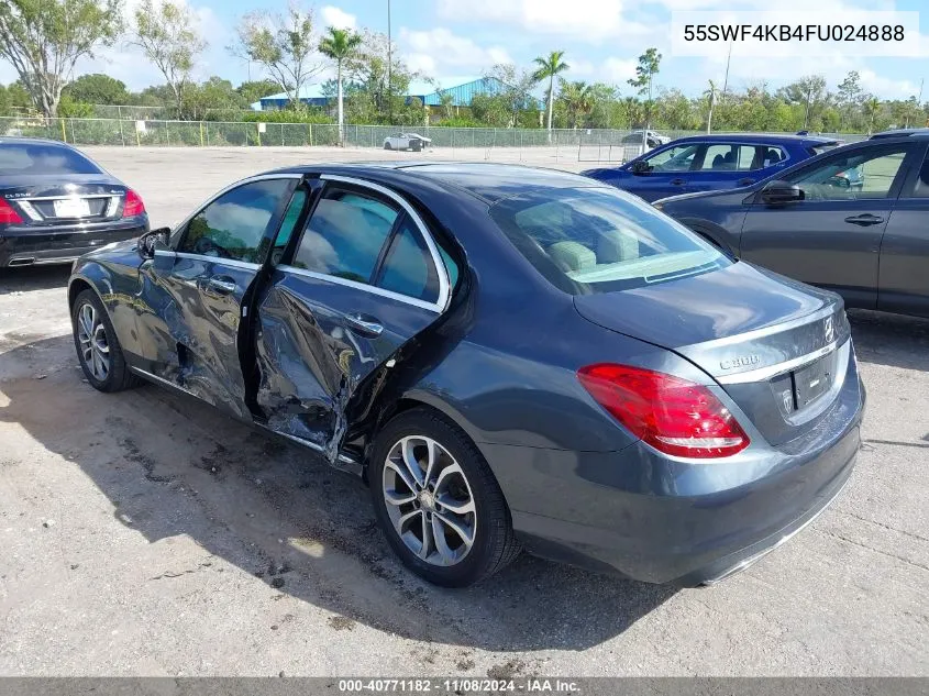 2015 Mercedes-Benz C 300 4Matic/Luxury 4Matic/Sport 4Matic VIN: 55SWF4KB4FU024888 Lot: 40771182