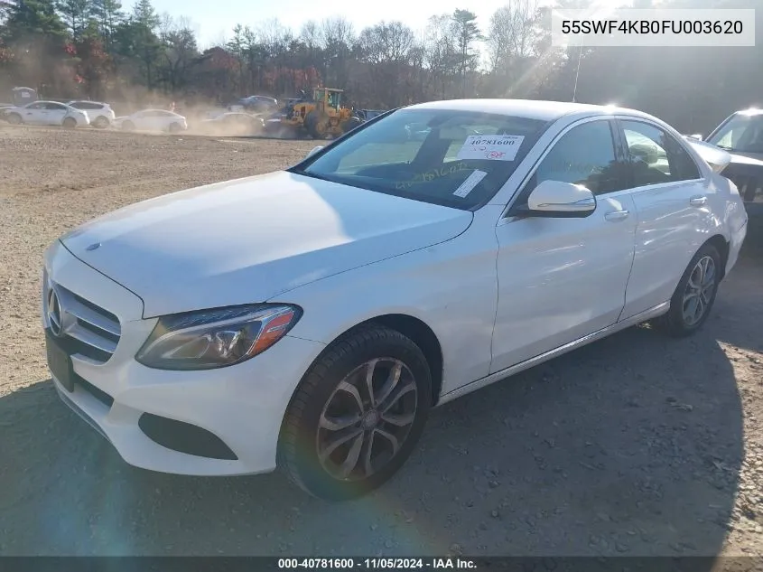 2015 Mercedes-Benz C 300 4Matic/Luxury 4Matic/Sport 4Matic VIN: 55SWF4KB0FU003620 Lot: 40781600