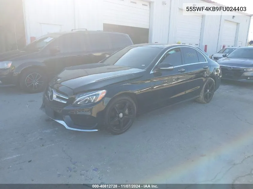 2015 Mercedes-Benz C 300 4Matic/Luxury 4Matic/Sport 4Matic VIN: 55SWF4KB9FU024403 Lot: 40812728