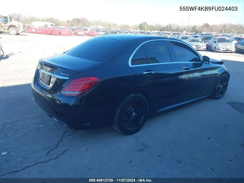 2015 Mercedes-Benz C 300 4Matic/Luxury 4Matic/Sport 4Matic VIN: 55SWF4KB9FU024403 Lot: 40812728