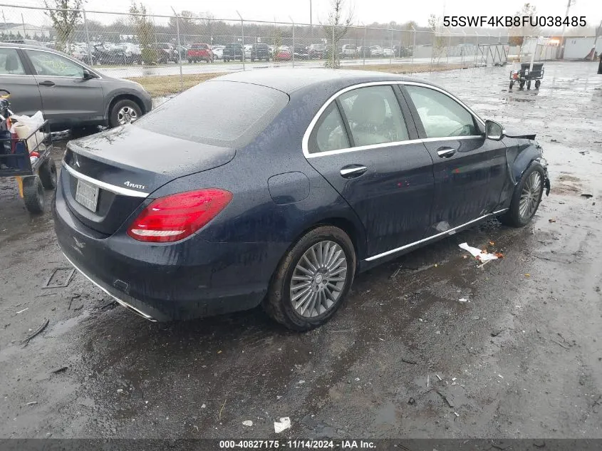 2015 Mercedes-Benz C 300 4Matic/Luxury 4Matic/Sport 4Matic VIN: 55SWF4KB8FU038485 Lot: 40827175