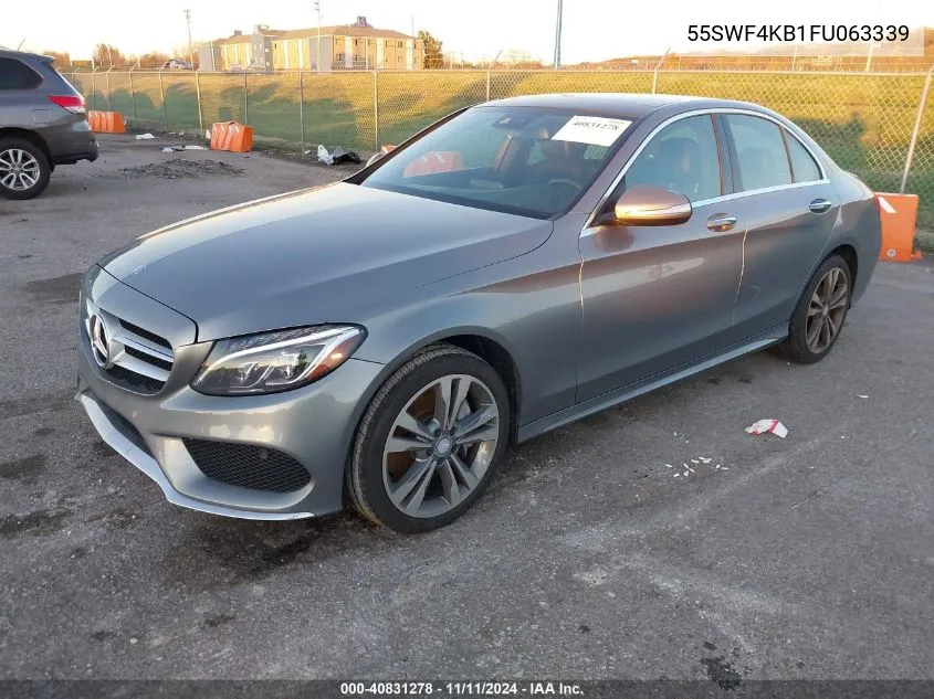 2015 Mercedes-Benz C 300 4Matic/Luxury 4Matic/Sport 4Matic VIN: 55SWF4KB1FU063339 Lot: 40831278