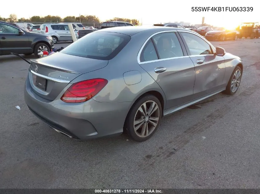 2015 Mercedes-Benz C 300 4Matic/Luxury 4Matic/Sport 4Matic VIN: 55SWF4KB1FU063339 Lot: 40831278