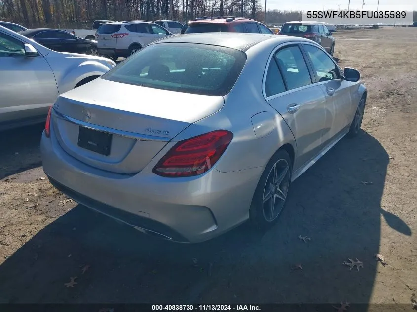 2015 Mercedes-Benz C 300 4Matic/Luxury 4Matic/Sport 4Matic VIN: 55SWF4KB5FU035589 Lot: 40838730