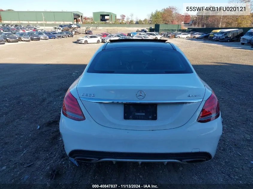 2015 Mercedes-Benz C 300 4Matic/Luxury 4Matic/Sport 4Matic VIN: 55SWF4KB1FU020121 Lot: 40847837