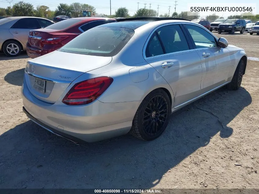 2015 Mercedes-Benz C 300 4Matic/Luxury 4Matic/Sport 4Matic VIN: 55SWF4KBXFU000546 Lot: 40850098