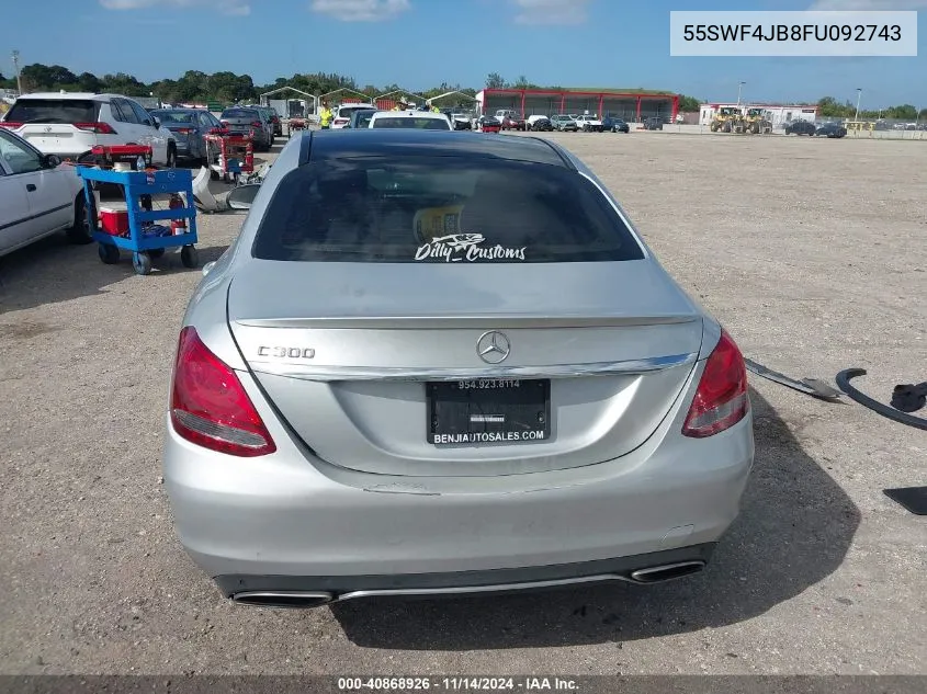 2015 Mercedes-Benz C 300 Luxury/Sport VIN: 55SWF4JB8FU092743 Lot: 40868926