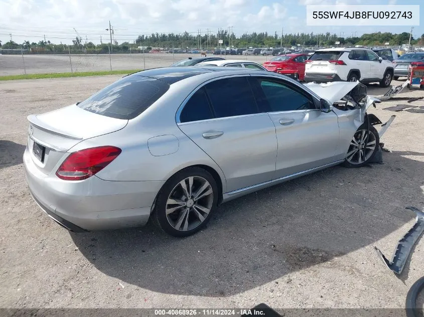 2015 Mercedes-Benz C 300 Luxury/Sport VIN: 55SWF4JB8FU092743 Lot: 40868926