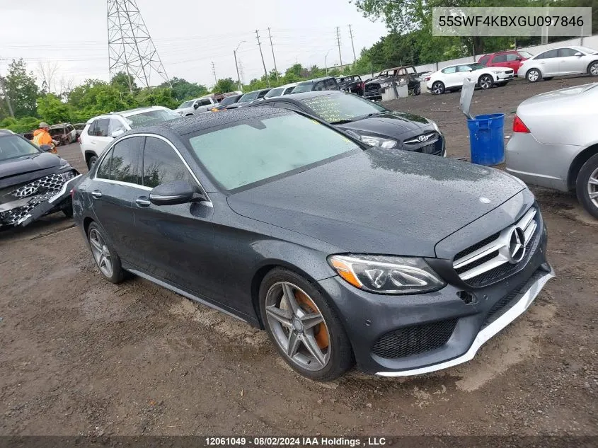 2016 Mercedes-Benz C-Class VIN: 55SWF4KBXGU097846 Lot: 12061049