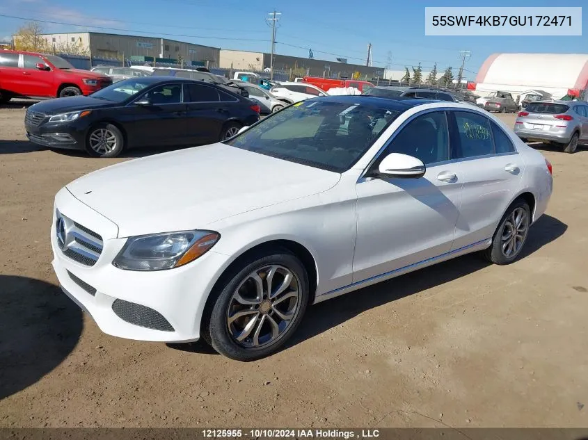 2016 Mercedes-Benz C-Class VIN: 55SWF4KB7GU172471 Lot: 12125955