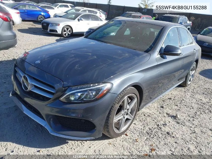 2016 Mercedes-Benz C 300 VIN: 55SWF4KB8GU155288 Lot: 12130344