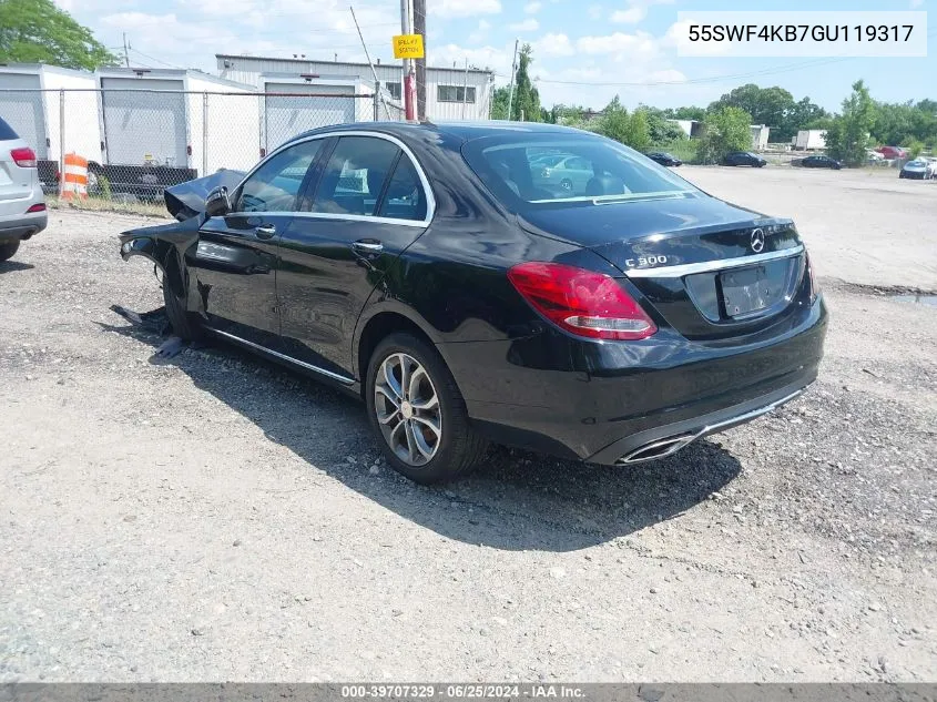 2016 Mercedes-Benz C 300 4Matic/Luxury 4Matic/Sport 4Matic VIN: 55SWF4KB7GU119317 Lot: 39707329