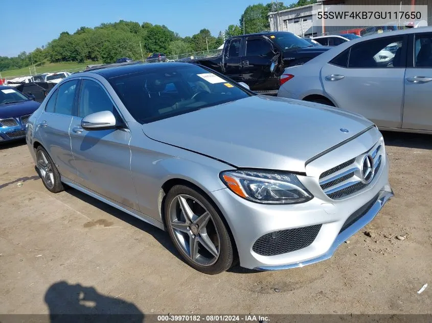 2016 Mercedes-Benz C 300 4Matic/Luxury 4Matic/Sport 4Matic VIN: 55SWF4KB7GU117650 Lot: 39970182