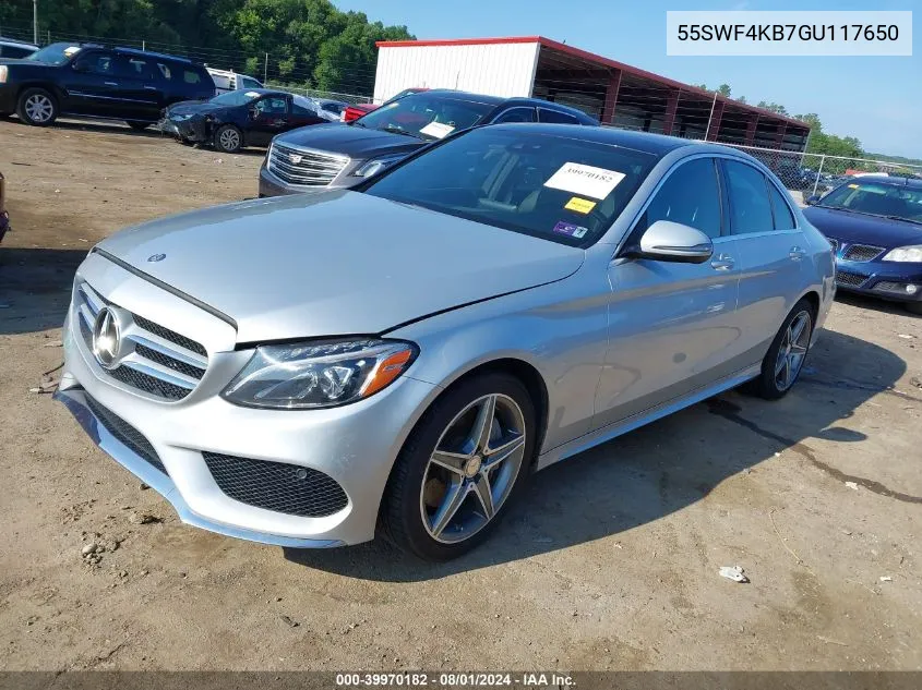 2016 Mercedes-Benz C 300 4Matic/Luxury 4Matic/Sport 4Matic VIN: 55SWF4KB7GU117650 Lot: 39970182