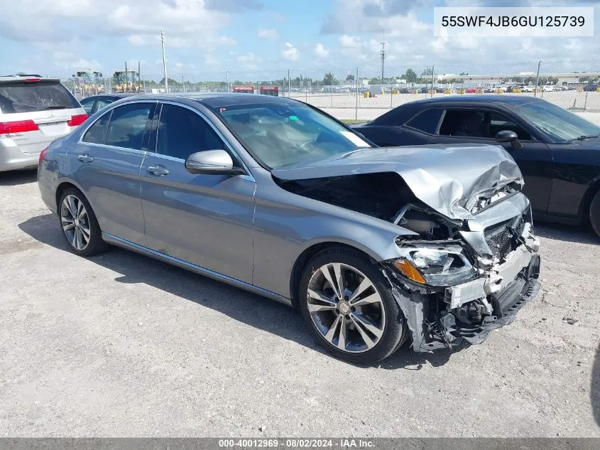 2016 Mercedes-Benz C 300 Luxury/Sport VIN: 55SWF4JB6GU125739 Lot: 40012969