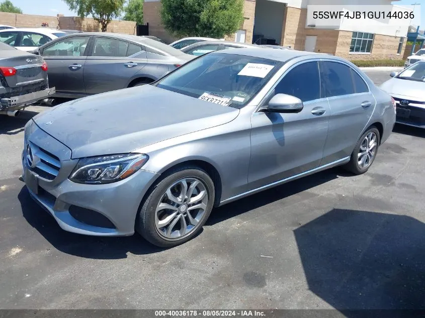 2016 Mercedes-Benz C 300 Luxury/Sport VIN: 55SWF4JB1GU144036 Lot: 40036178