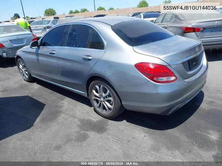 2016 Mercedes-Benz C 300 Luxury/Sport VIN: 55SWF4JB1GU144036 Lot: 40036178