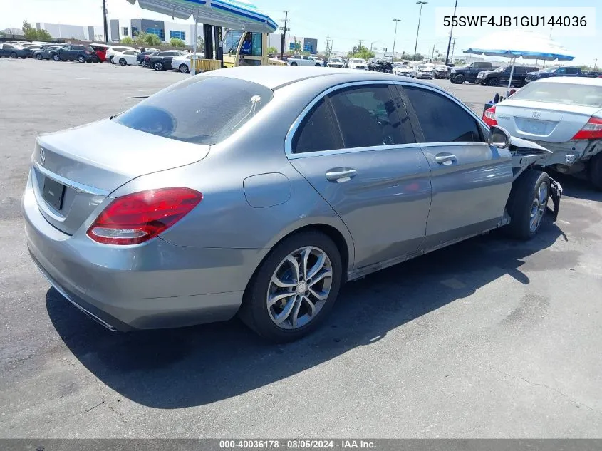 2016 Mercedes-Benz C 300 Luxury/Sport VIN: 55SWF4JB1GU144036 Lot: 40036178